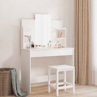  Dressing Table with Mirror White 96x39x142 cm