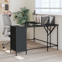  Desk Black 141x141x75 cm Engineered Wood