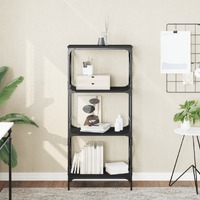  Bookcase 4-Tier Black 59x35x132 cm Engineered Wood
