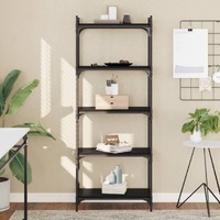  Bookcase 5-Tier Black 60x30x154 cm Engineered Wood