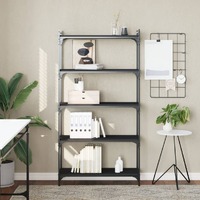  Bookcase 5-Tier Black 80x30x154 cm Engineered Wood