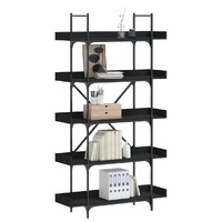  Bookcase 5-Tier Black 100x33x180.5 cm Engineered Wood