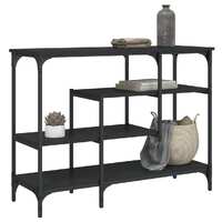  Console Table with Shelves Black 100x35x75 cm