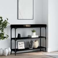  Console Table with Shelves Black 100x30x80 cm