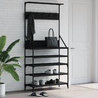  Clothes Rack with Shoe Storage Black 90x34x184 cm