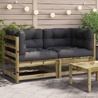  Garden Sofas Corner with Cushions 2 pcs Impregnated Wood Pine