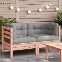  Garden Sofa Corner with Cushions 2 pcs Solid Wood Douglas