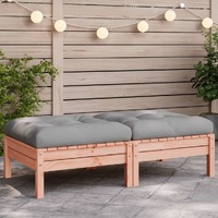  Garden Footstools with Cushions 2 pcs Solid Wood Douglas