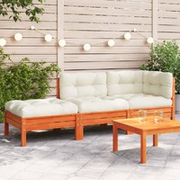  Garden Sofa with Cushions and Footstool 2-Seater