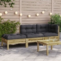  Garden Sofa with Cushions and Footstool 2-Seater