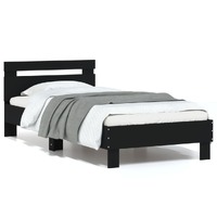  Bed Frame without Mattress with Headboard Black 90x190 cm