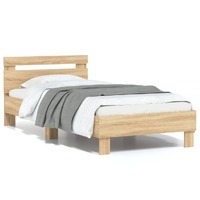  Bed Frame without Mattress with Headboard Sonoma Oak 90x190 cm