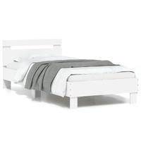  Bed Frame without Mattress with LED Lights White 90x190 cm