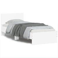  Bed Frame without Mattress with LED Lights White 90x190 cm