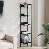  Bookshelf 5-Tier Black 35x30x174 cm Engineered Wood