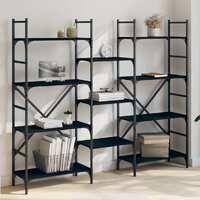  Bookshelf Black 160x28.5x136.5 cm Engineered Wood