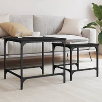 Nesting Coffee Tables 2 pcs Black Engineered Wood