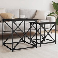  Nesting Coffee Tables 2 pcs Black Engineered Wood