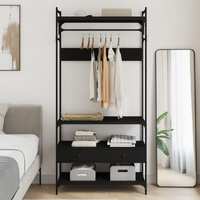  Wardrobe with Drawers Black 89x39x184.5 cm Engineered Wood