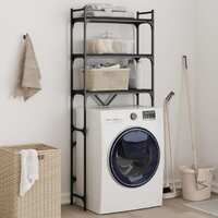  Washing Machine Shelf Black 67x25x163 cm Engineered Wood