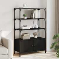  Bookcase 3-Tier Black 70x30x109.5 cm Engineered Wood