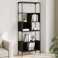  Bookcase 5-Tier Black 76x33x188.5 cm Engineered Wood