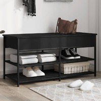  Shoe Bench Black 100x42.5x50 cm Engineered Wood