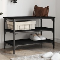  Shoe Bench Black 70x38.5x49 cm Engineered Wood