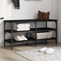  Shoe Bench Black 100x38.5x49 cm Engineered Wood