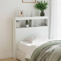  Headboard Cabinet with LED White 100x17x102 cm