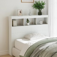  Headboard Cabinet with LED White 120x17x102 cm