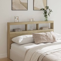  Headboard Cabinet with LED Sonoma Oak 160x17x102 cm