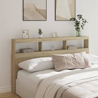  Headboard Cabinet with LED Sonoma Oak 180x17x102 cm