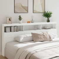  Headboard Cabinet with LED White 220x17x102 cm
