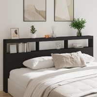 Headboard Cabinet with LED Black 220x17x102 cm