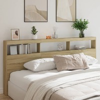  Headboard Cabinet with LED Sonoma Oak 220x17x102 cm