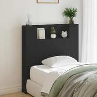  Headboard Cabinet with LED Black 100 cm