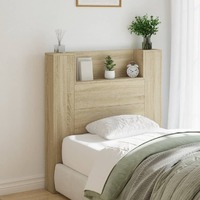  Headboard Cabinet with LED Sonoma Oak 100x16.5x103.5 cm