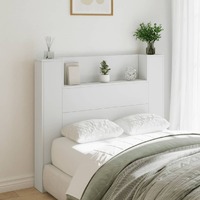  Headboard Cabinet with LED White 120 cm