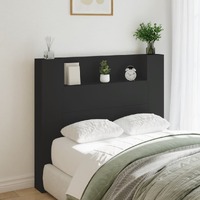  Headboard Cabinet with LED Black 120 cm