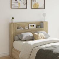  Headboard Cabinet with LED Sonoma Oak 140x16.5x103.5 cm