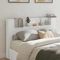  Headboard Cabinet with LED White 160 cm