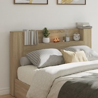  Headboard Cabinet with LED Sonoma Oak 160 cm