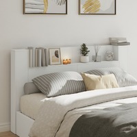  Headboard Cabinet with LED White 180x16.5x103.5 cm