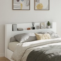  Headboard Cabinet with LED White 200x16.5x103.5 cm