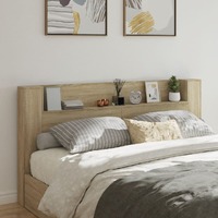  Headboard Cabinet with LED Sonoma Oak 200x16.5x103.5 cm