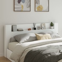  Headboard Cabinet with LED White 220x16.5x103.5 cm