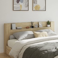  Headboard Cabinet with LED Sonoma Oak 220x16.5x103.5 cm