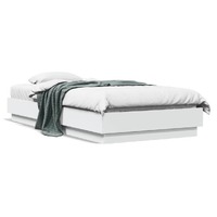  Bed Frame without Mattress with LED Lights White 90x190 cm