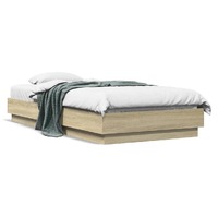  Bed Frame without Mattress with LED Lights Sonoma Oak 90x190 cm